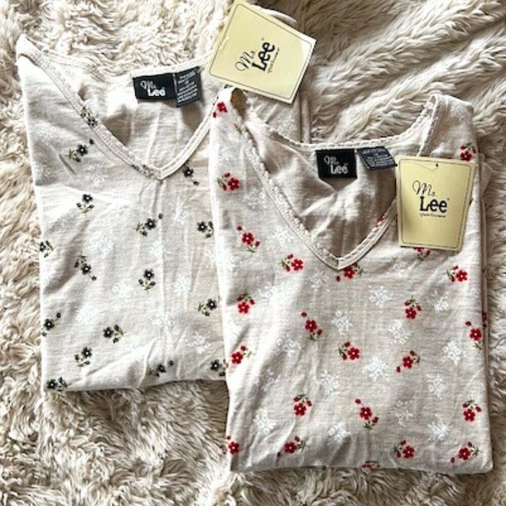 Vintage NWT Ms. Lee Short Sleeve Floral Design Shirts Set Of 2 Size 1X - Picture 2 of 10